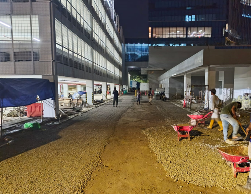 proyek aspal jalan Jakarta sebelum dan sesudah pengaspalan