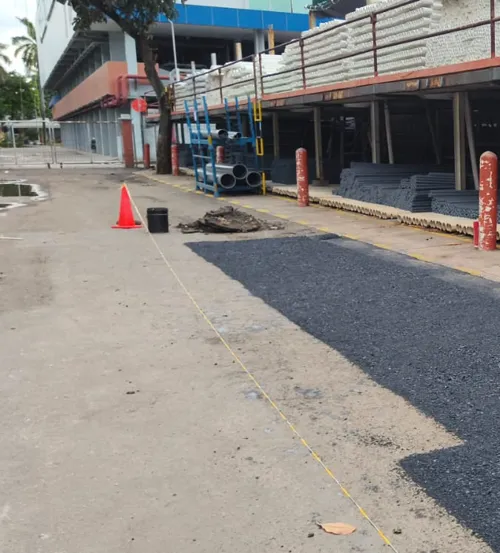 Hasil pengaspalan hotmix ketebalan 3cm 