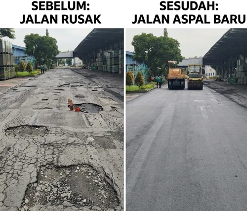 jasa perbaikan jalan profesional dengan hasil rapi dan tahan lama foto sebelum dan sesudah perbaikan jalan