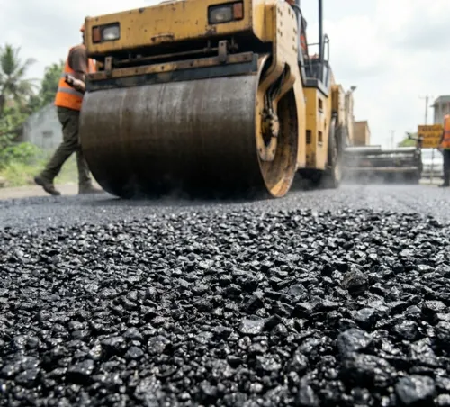 tekstur material aspal hitam pada permukaan jalan