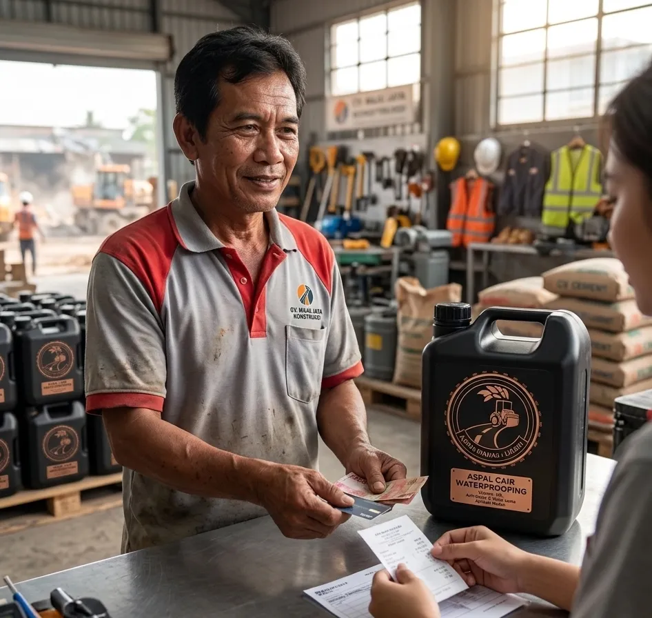 Produk aspal cair waterproofing berkualitas untuk atap dan dak beton