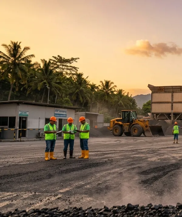 Pabrik Aspal Depok dengan mesin AMP modern untuk mendukung proyek pengaspalan jalan.