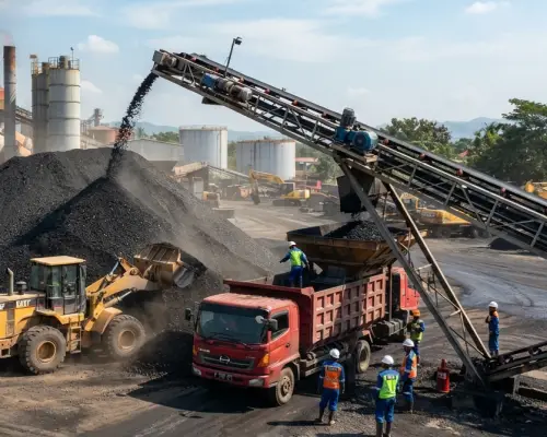 Area batching plant di pabrik aspal Cilegon Banten.